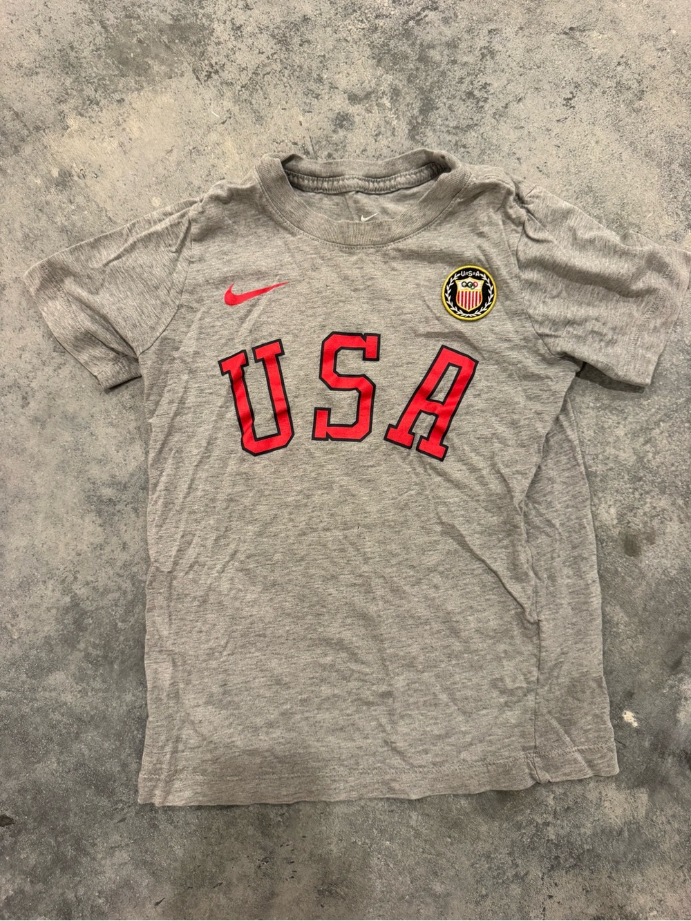 Nike Kids Gray Tee with Red USA Letters